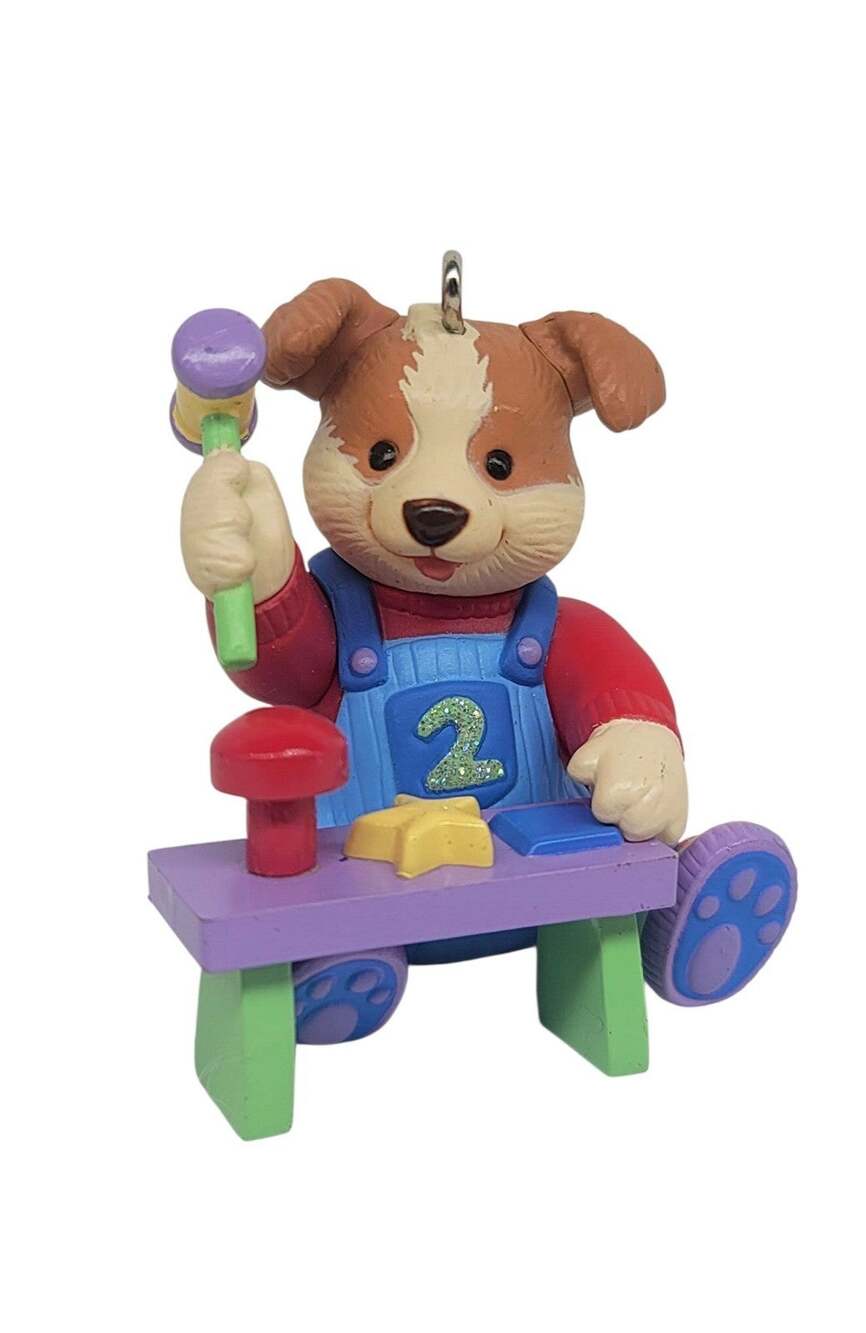 Vtg 2004 Hallmark My Second 2nd Christmas Puppy Child's Age Collection Ornament